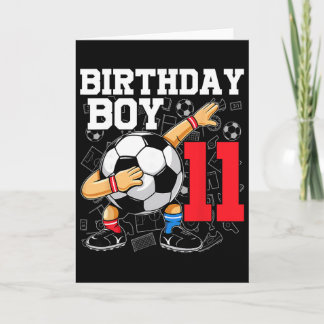 Tarjeta Cumpleaños 11 para niños fútbol soccer 11 años