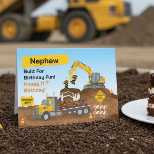 Tarjeta Cumpleaños 11 sobrino sitio de construcción camión