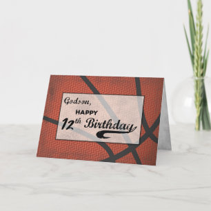 Tarjeta Cumpleaños 12 de ahijado Baloncesto Grande Deterio