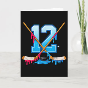 Tarjeta Cumpleaños 12 Helado Goteo Juventud Hockey 12 Años