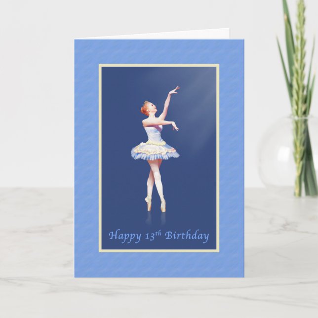 Tarjeta Cumpleaños 13, Ballerina en Pointe en el foco (Anverso)