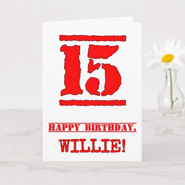 Tarjeta Cumpleaños 15: Diversión, Estampado de goma roja (Planta pequeña)