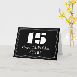 Tarjeta Cumpleaños 15: Look Inspirado en Art Deco "15" y N