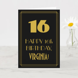 Tarjeta Cumpleaños 16 - Aspecto inspirado en Art Deco "16"