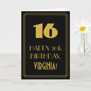 Tarjeta Cumpleaños 16 - Aspecto inspirado en Art Deco "16"
