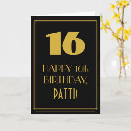 Tarjeta Cumpleaños 16 ~ Look inspirado en Art Déco "16" y 