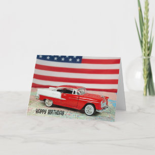 Tarjeta Cumpleaños 1955 Chevy Car On Map