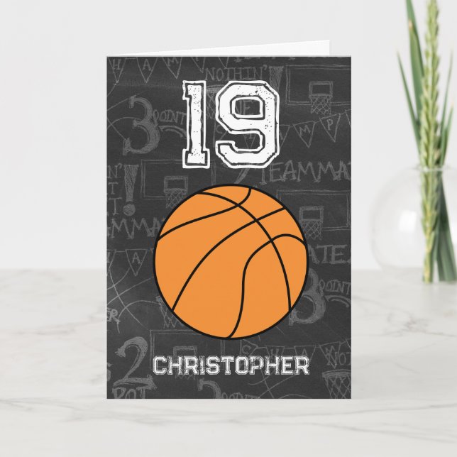 Tarjeta Cumpleaños 19 de Baloncesto Azul (Anverso)