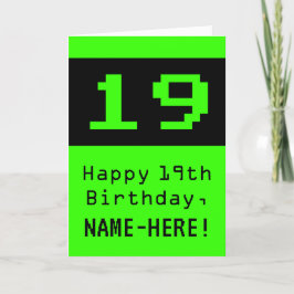 Tarjeta Cumpleaños 19: Nerdy / Geeky Style "19" y nombre