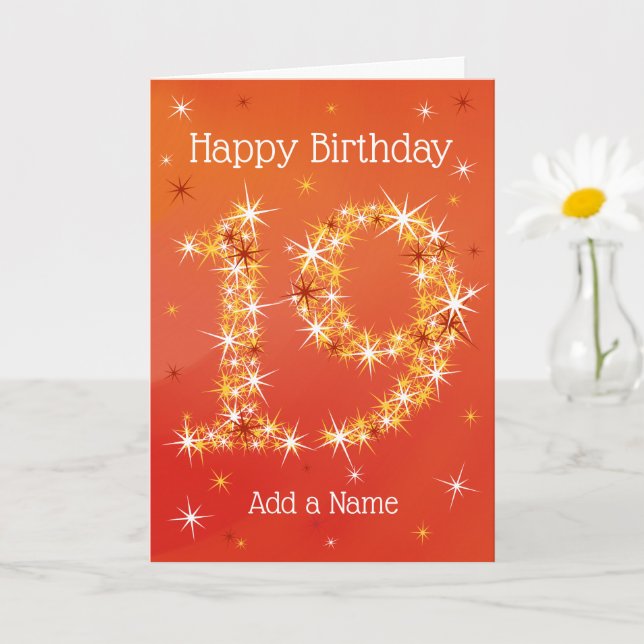 Tarjeta Cumpleaños 19 - Número 19 en Estrellas - Rojo - Ed (Planta pequeña)
