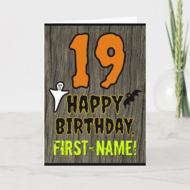 Tarjeta Cumpleaños 19: Tema de Halloween, nombre personali
