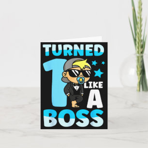 Tarjeta Cumpleaños 1 Niño Niña 1 Año Como Un Jefe Niños