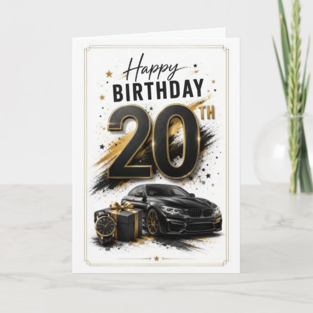 Tarjeta Cumpleaños 20 del Chico del Coche (Anverso)