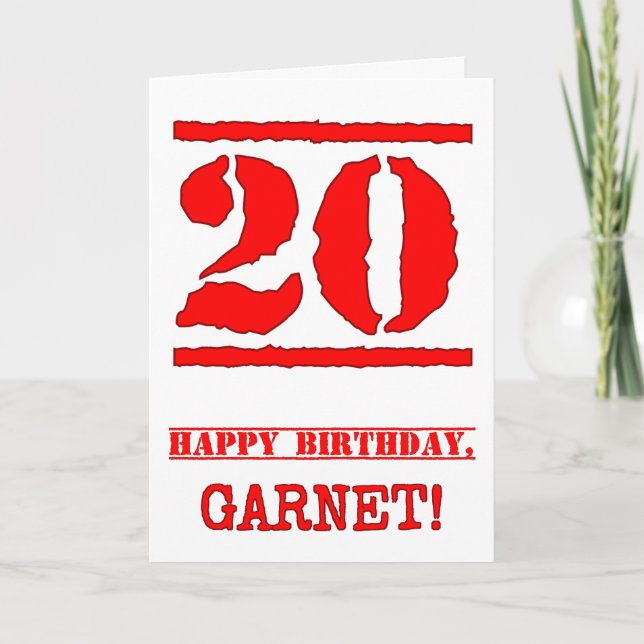 Tarjeta Cumpleaños 20: Diversión, Estampado de goma roja (Anverso)