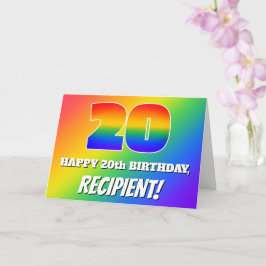 Tarjeta Cumpleaños 20: Patrón arcoiris multicolor # 20