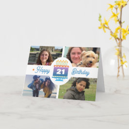 Tarjeta Cumpleaños 21 4 Personalizados Fotos Velas de past