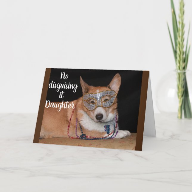 TARJETA CUMPLEAÑOS "21" DE HIJA CON CUTE CORGI (Anverso)