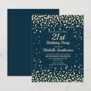 Tarjeta Cumpleaños 21 de Mujeres Brillante Diamante de Oro