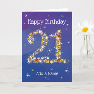 Tarjeta Cumpleaños 21 - Edad 21 en número de estrellas - A