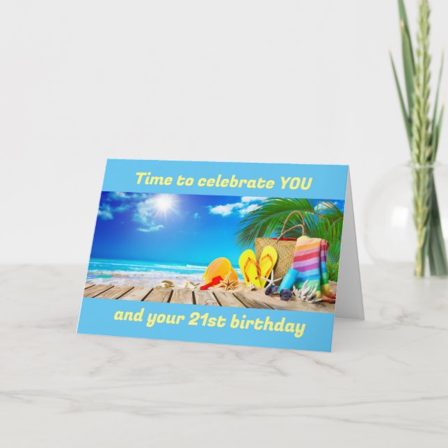TARJETA CUMPLEAÑOS 21 - ESTILO DE PLAYA (Anverso)