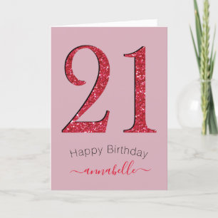 Tarjeta Cumpleaños 21 Rosas Rojas y Damasco