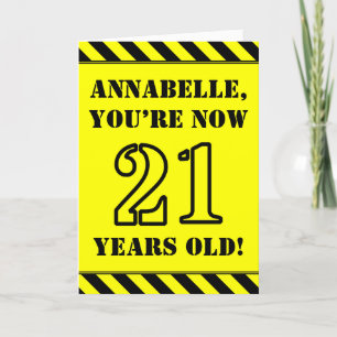 Tarjeta Cumpleaños 21: Texto con estilo de plantilla, nomb
