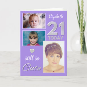 Tarjeta Cumpleaños 21 todavía fotos de morado lindas