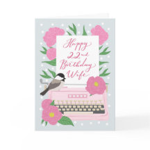 Cumpleaños 22 de esposa | Máquina de escribir y fl