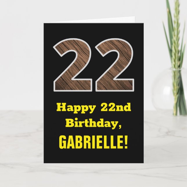 Tarjeta Cumpleaños 22: Nombre, Patrón de falso grano de ma (Anverso)