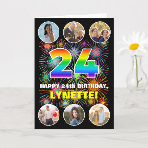 Tarjeta Cumpleaños 24: Arcoiris divertido #, nombre person