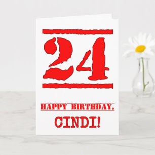 Tarjeta Cumpleaños 24: Diversión, Estampado de goma roja