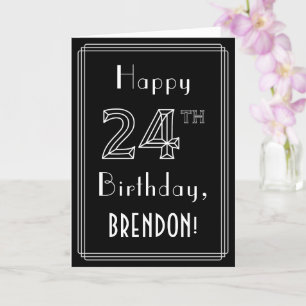 Tarjeta Cumpleaños 24: Estilo Art Deco # 24 y nombre perso