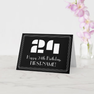 Tarjeta Cumpleaños 24: Look inspirado en Art Deco "24" y n