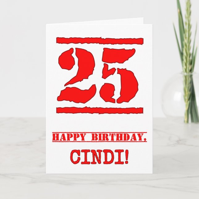 Tarjeta Cumpleaños 25: Diversión, Estampado de goma roja (Anverso)