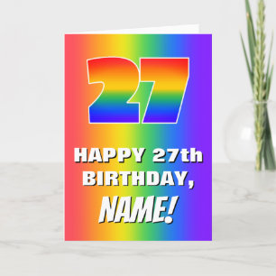 Tarjeta Cumpleaños 27: Colorido, divertido patrón arcoiris