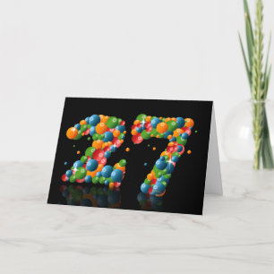 Tarjeta Cumpleaños 27 con números formados de bolas