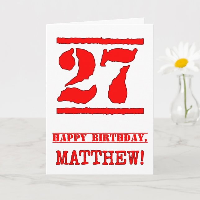 Tarjeta Cumpleaños 27: Diversión, Estampado de goma roja (Planta pequeña)