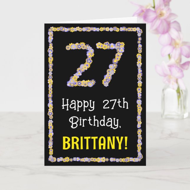 Tarjeta Cumpleaños 27: Flores Florales Número, Nombre Pers (Orquídea)