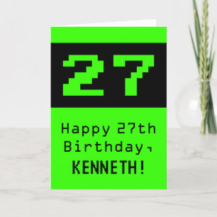 Tarjeta Cumpleaños 27: Nerdy / Geeky Style "27" y nombre