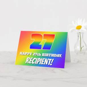 Tarjeta Cumpleaños 27: Patrón arcoiris multicolor # 27