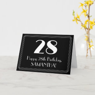 Tarjeta Cumpleaños 28 ~ Aspecto inspirado en Art Deco "28"
