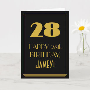 Tarjeta Cumpleaños 28 ~ Estilo inspirado en Art Deco "28" 