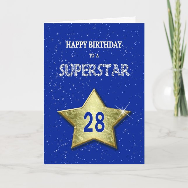 Tarjeta Cumpleaños 28 para una superestrella (Anverso)