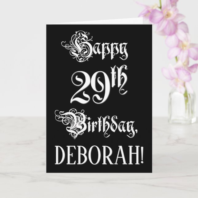 Tarjeta Cumpleaños 29: Letra elegante y sofisticada + nomb (Orquídea)
