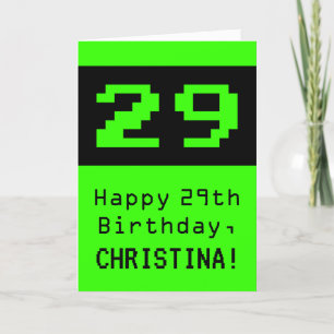 Tarjeta Cumpleaños 29: Nerdy / Geeky Style "29" y nombre