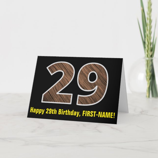Tarjeta Cumpleaños 29: Nombre + Patrón de granos de madera (Anverso)