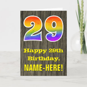 Tarjeta Cumpleaños 29: Rústico con aspecto de madera falsa