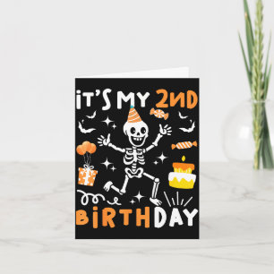 Tarjeta cumpleaños 2 niños divertido esqueleto segundo cum