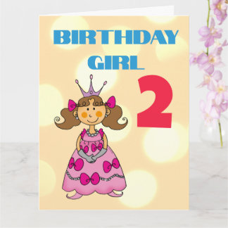 Tarjeta Cumpleaños 2 Princesa Cabello Marrón Personalizado