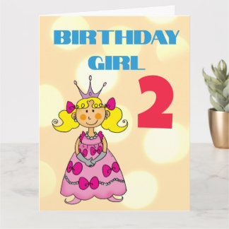 Tarjeta Cumpleaños 2 Princesa Pelo Rubio Personalizado